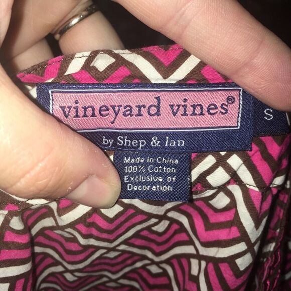 Vineyard Vines pink split neck embroidered tunic - Picture 2 of 3